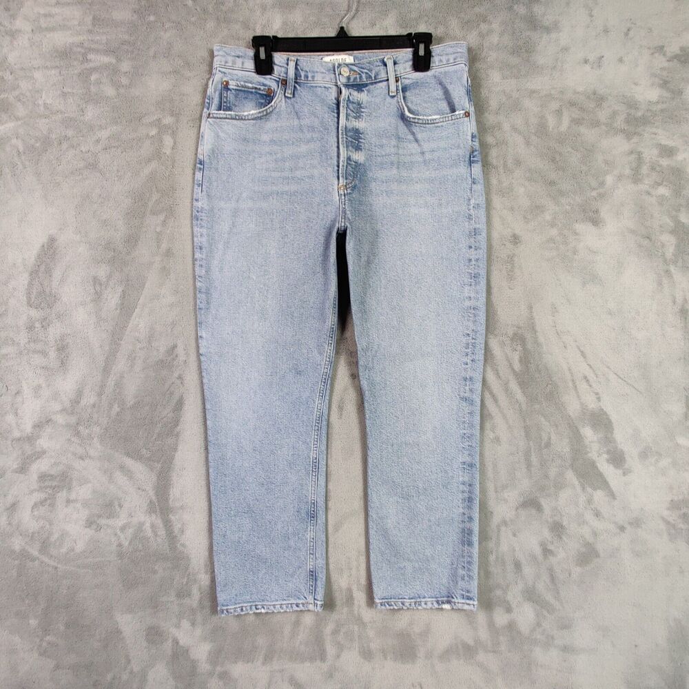 AGOLDE Jeans Women 31 Blue Riley Straight High Rise Light Denim Stretch Pants - Picture 1 of 6